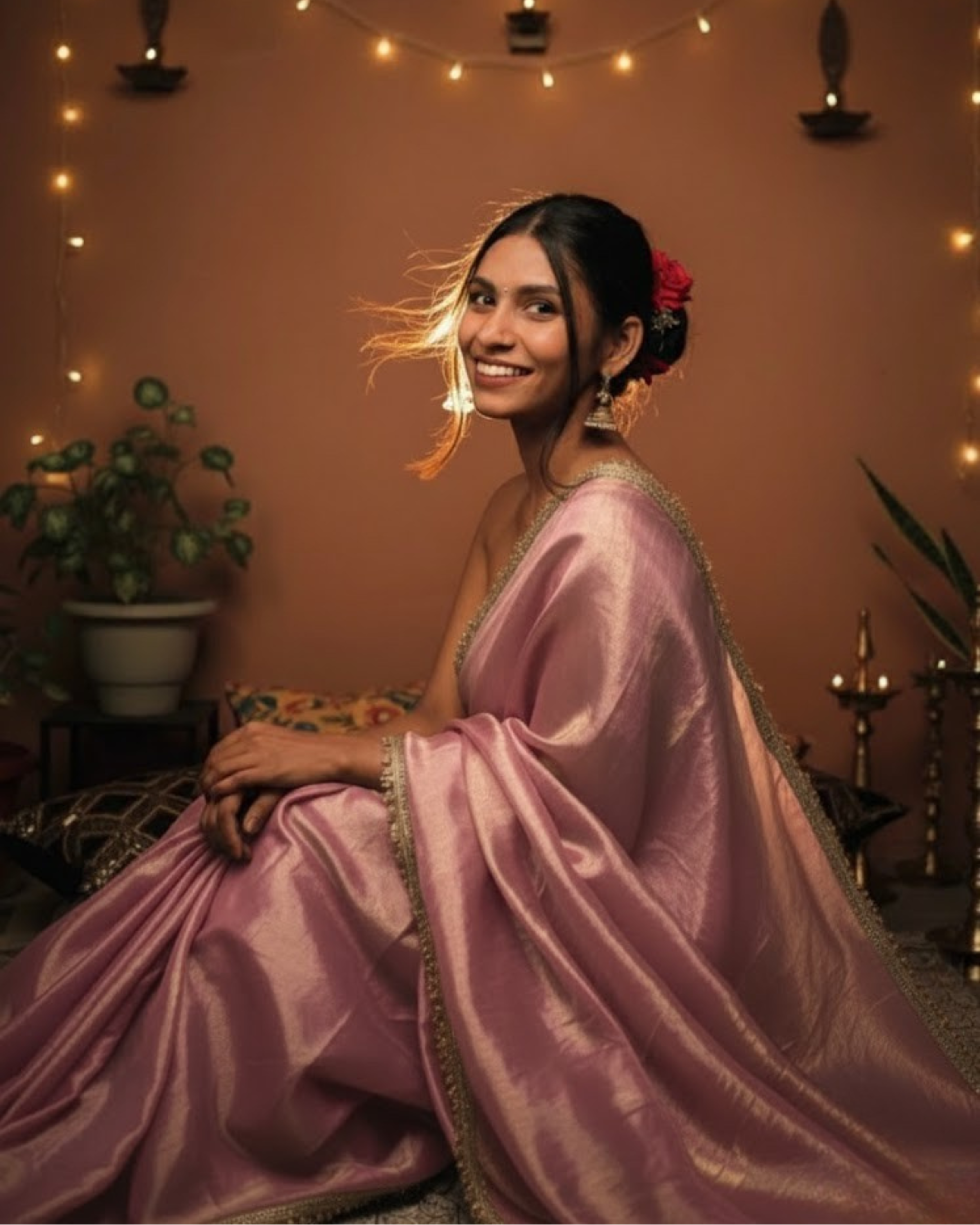 Pink Space Silk Saree