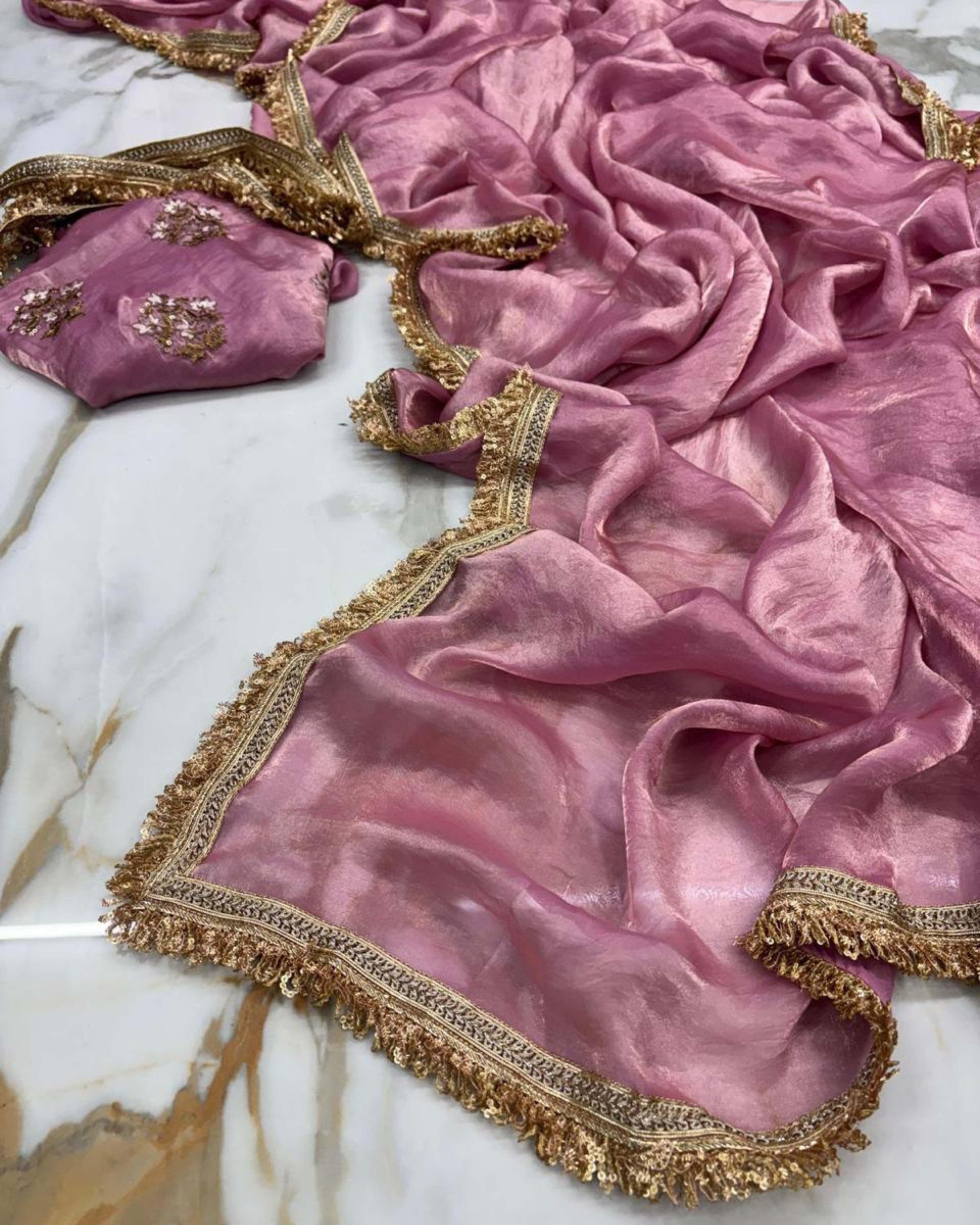 Pink Space Silk Saree