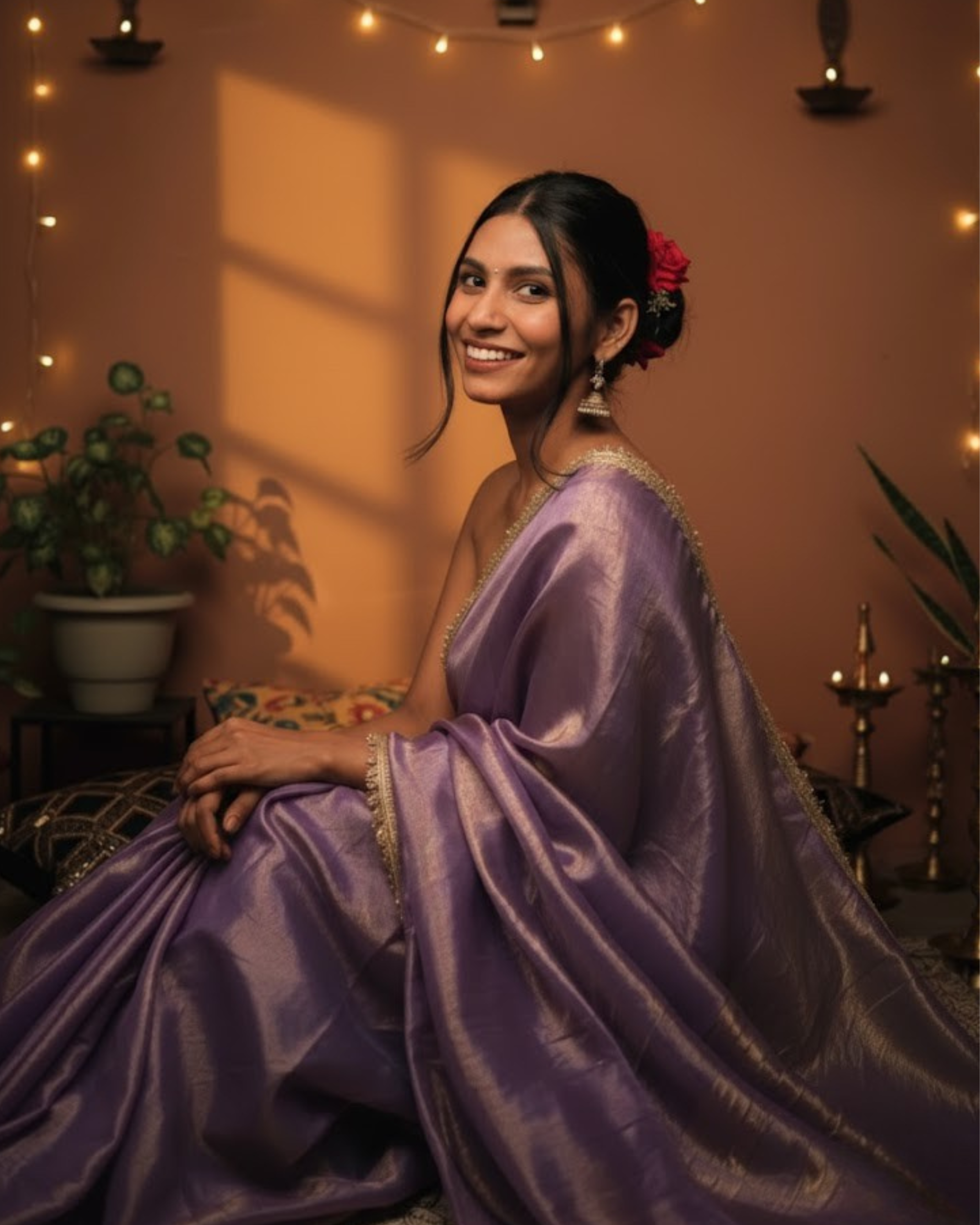 Purple Space Silk Saree