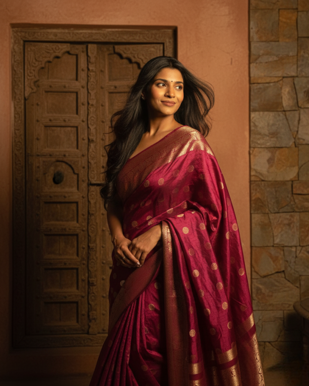 Maroon Saree